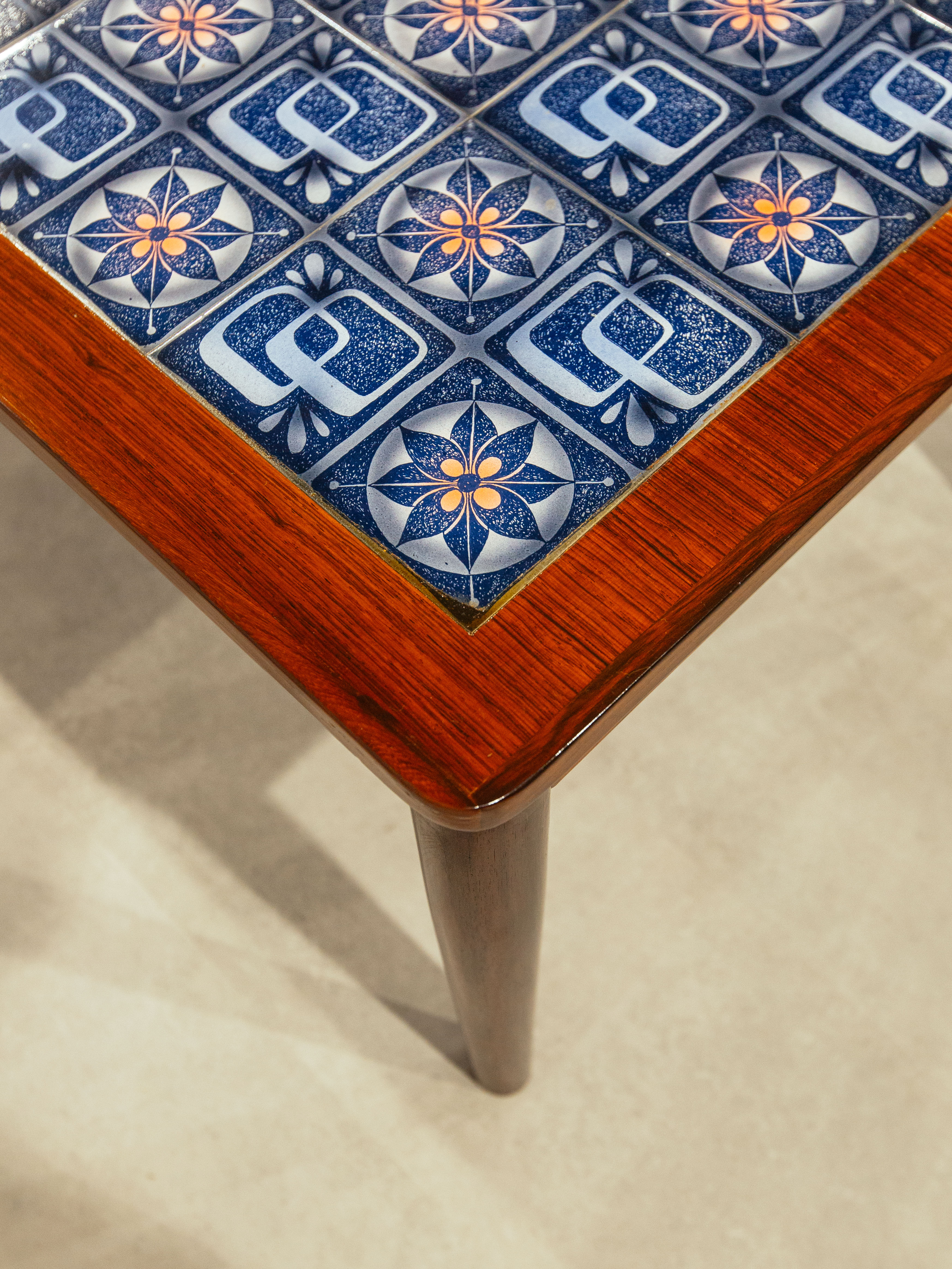 Danish Mid-Century Modern Teak & Tile Coffee Table